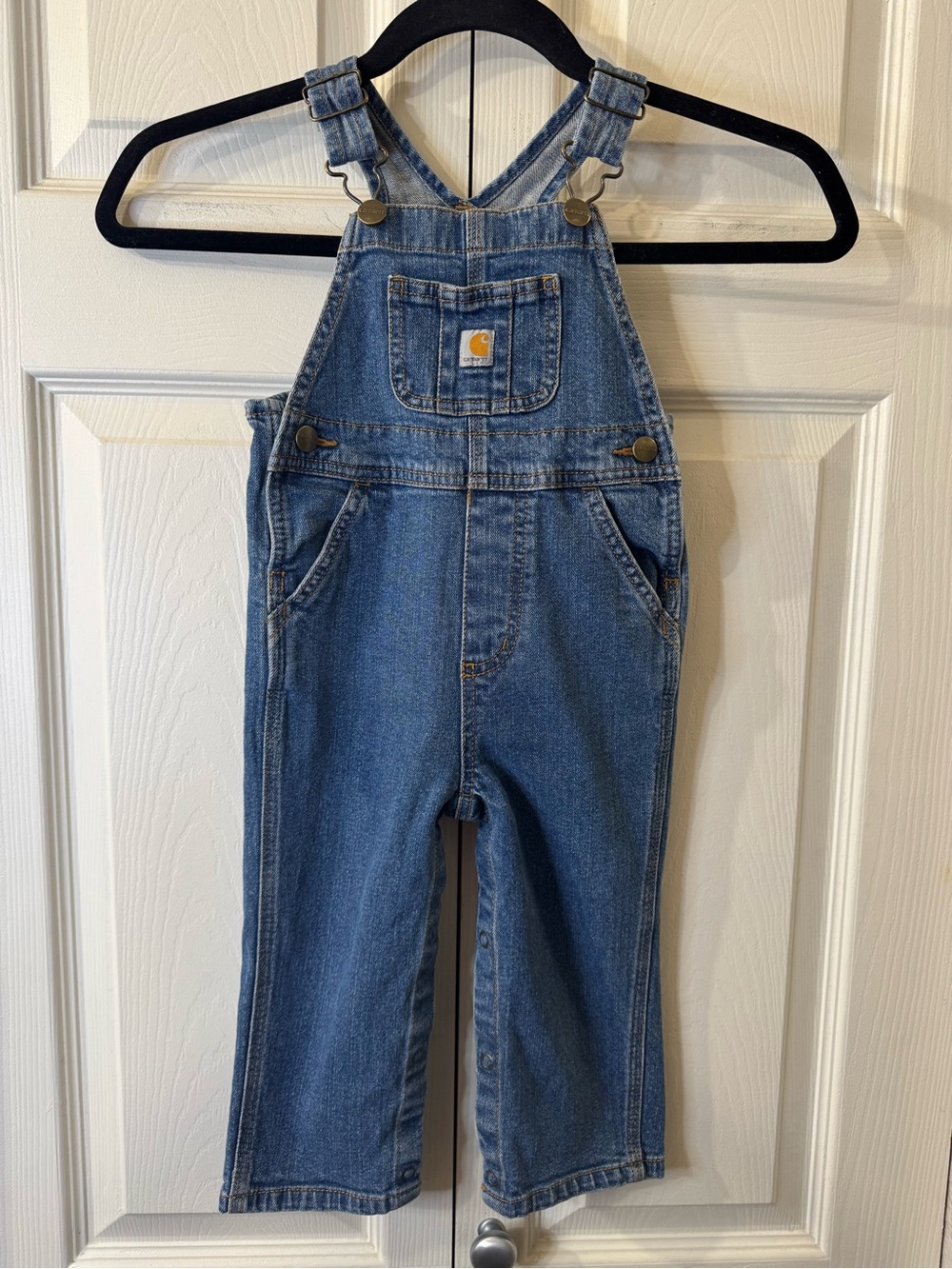 Carhartt Blue Kids Denim Overalls with Front Bib Pocket